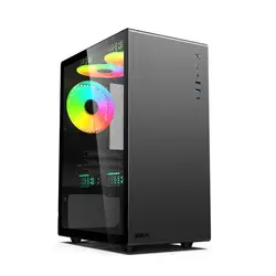Customized Wholesale mATX Mini Tower Computer Cases Hinged Side Panel PC Chassis With Tempered Glass Panel