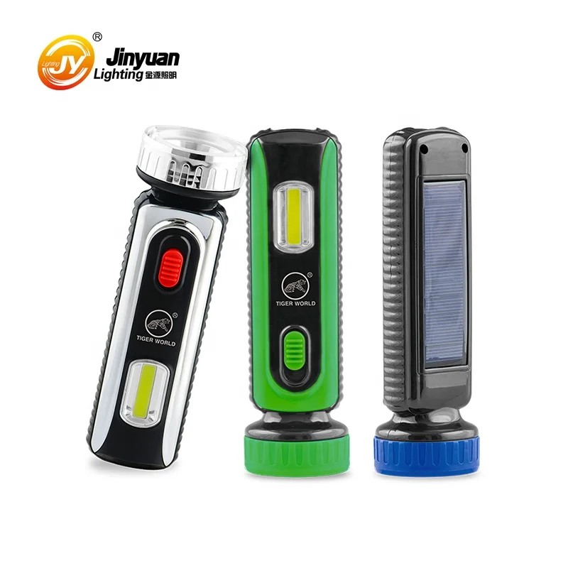 emergency lighting solar power hand held led flashlight usb torch light rechargeable with side light