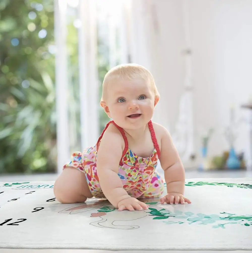 Large Premium Flannel Plush Fleece Blankets Baby Monthly Milestone Blanket Photography Background for Baby Boys Girls