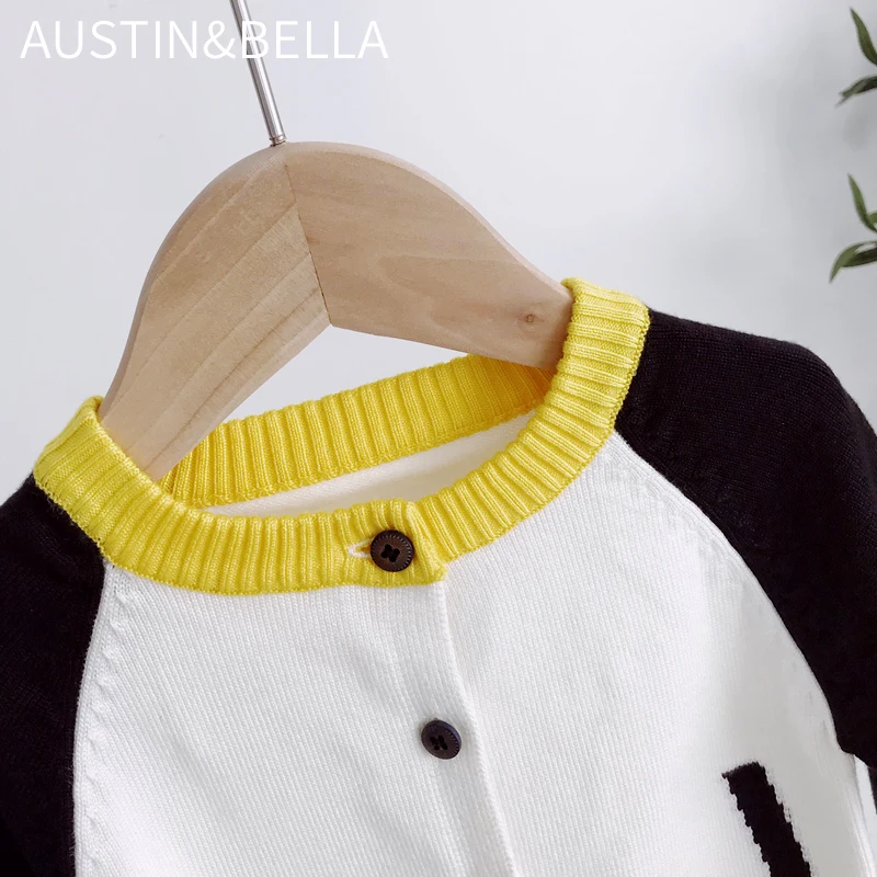 AustinBella/оптовая продажа бутик высокого качества комплекты детской одежды для мальчиков Детский кардиган 100% хлопок детский вязаный свитер