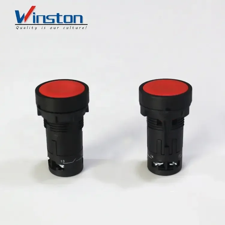 Self-locking Push button switch 22MM flat button 2contact