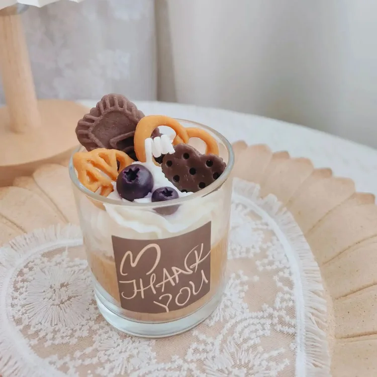 DIY Soy wax Simulated ice candle with glass cute food candle for gift ice cone dessert candles
