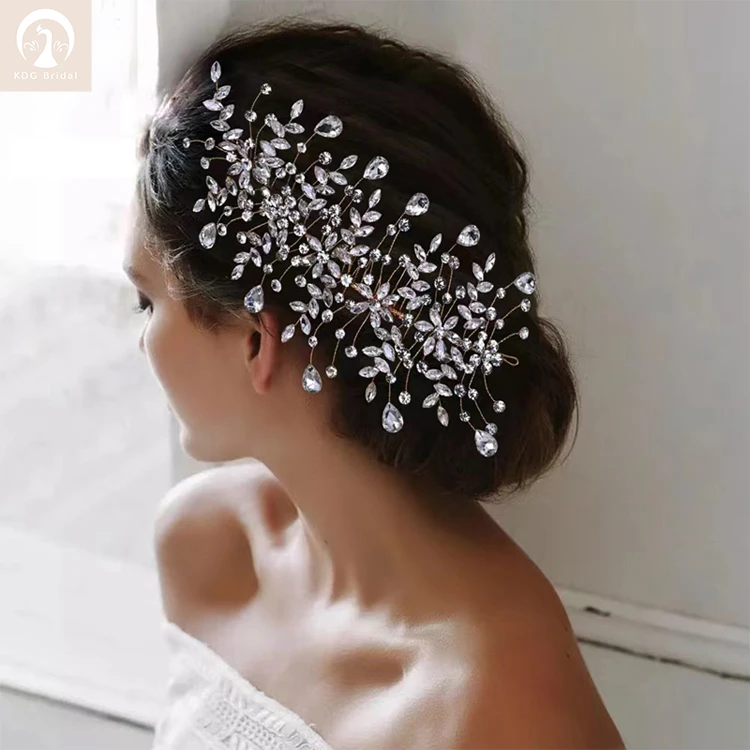 Jewelry Pieces Hot Sale Rhinestone Luxury Rhinestone Wedding Crown Comb Hair Pin Wed Crystal Bridal Hair Accessories Wedding