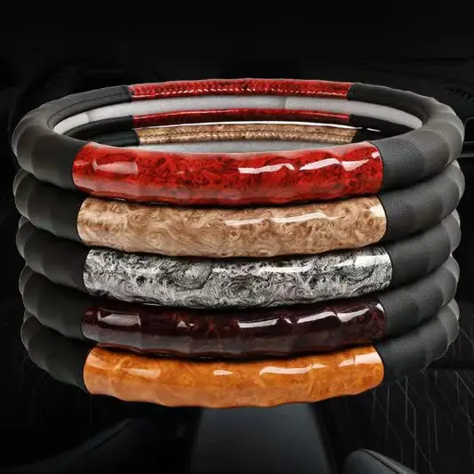 High Quality Car Leather Steering Wheel Cover  36cm 38cm 40cm 42cm  Steering wheel Cover Well Fit All Cars with Factory Price