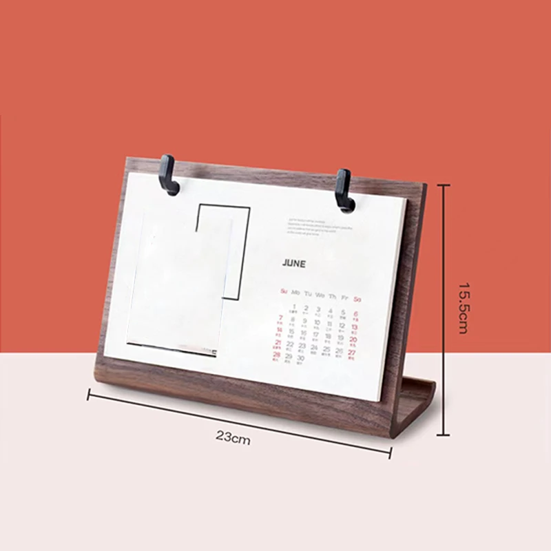 Custom Luxury Home Decor Creative Desk Decoration Crafts Table Ornaments Calendar Base Stand Solid Wooden Calendar