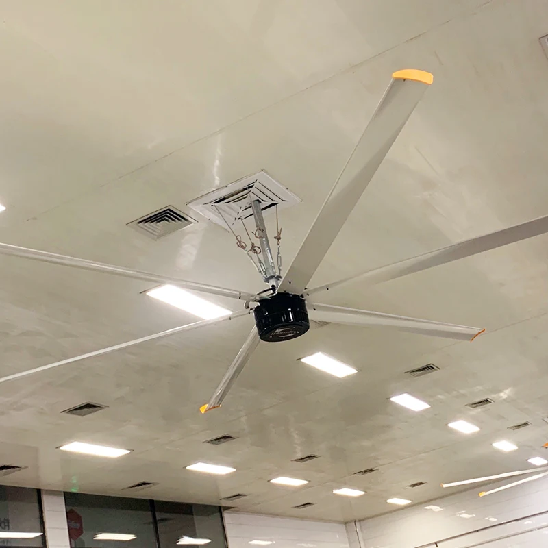Лучший высокопроизводительный низкоскоростной промышленный HVLS вентилятор с большими лезвиями Aerometal BLDC потолочный вентилятор
