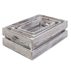 Wholesale Vintage Farmhouse Decor Handmade Rustic Cheap Wooden Storage Vegetable Fruit Crates For Sale