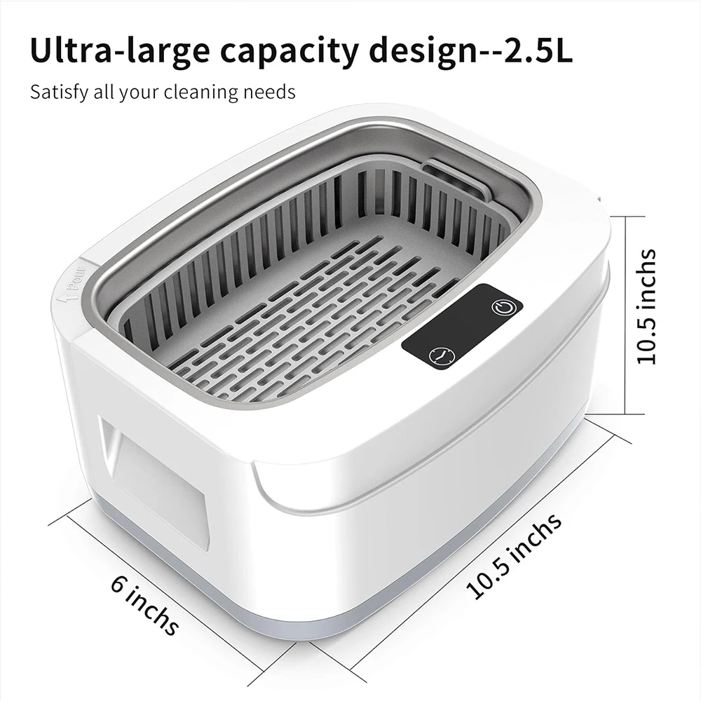 2.5L High Frequency Ultrasonic Cleaner Multi-Function Household Tool for Makeup Jewelry Fruit Glasses Cleaning