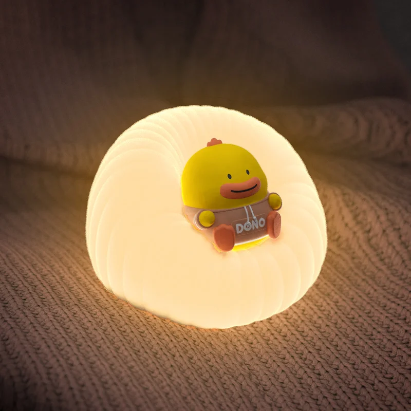 ICARER FAMILY Cute Duck Silicon Night Lamp Rechargeable USB Led Silicone Night Light for Children Kids