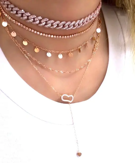 Iced Out Hip Hop Bling 8mm Miami Cuban Link Chain Necklace for Women Mini CZ Adjust Choker Jewelry Party Gift