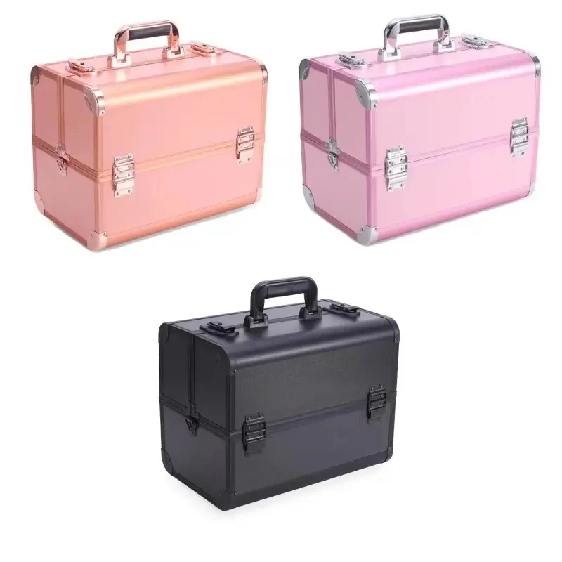 Wholesale Beauty Cosmetic Case Aluminum Professional Makeup Storage Organizer Box Large Portable Cosmetic Case