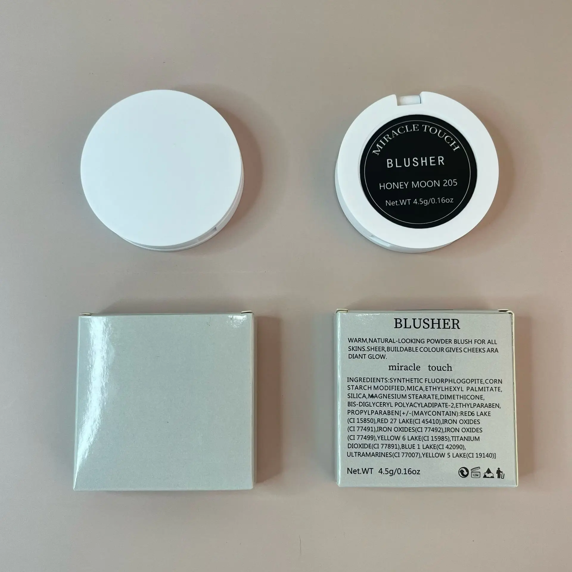 High Quality White Packaging Vegan Blusher Palette Wholesale Vegan Shimmer Blusher Private Label Pigment Blusher Blush Powder