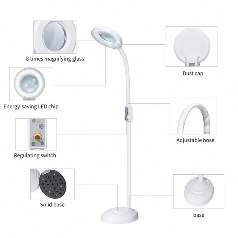 Hairdressing hair beauty Salon standing Illuminated Magnifier led magnifying lamp