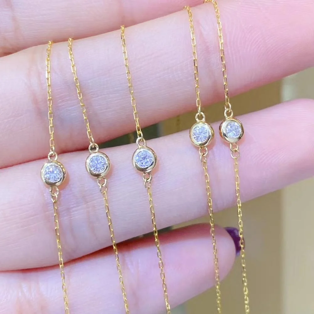 18K Real Rose Gold ladies  Diamond Adjustable Thin Bracelet for wrist