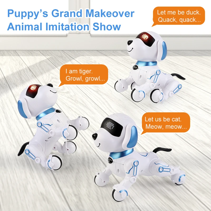 2024 Hot Sale Remote Control Dog sounding 360 Rolling-ove Smart Programmable Walking Dancing  Educational Dog Robot