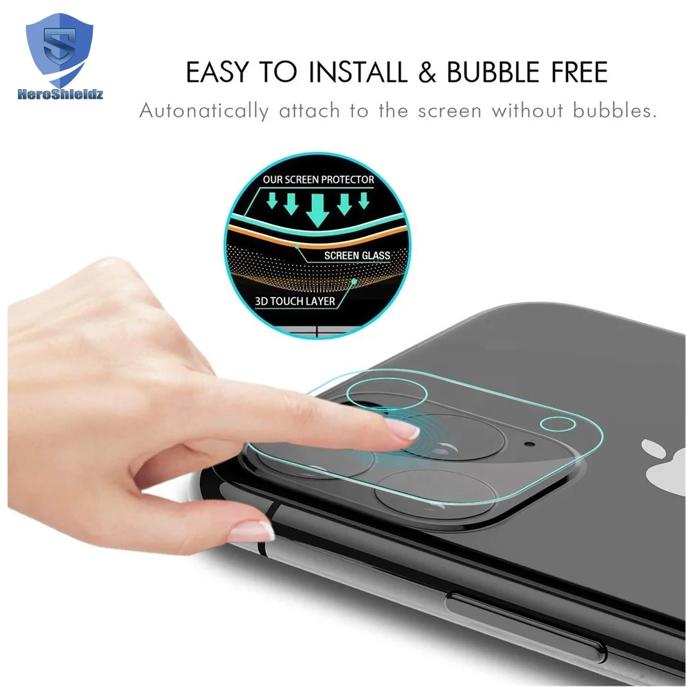 
2019 New 9H High Clear Camera Lens Glass Protector For iPhone 11, 2.5D Glass Transparent Camera Lens Protector for iPhone 11 Pro 