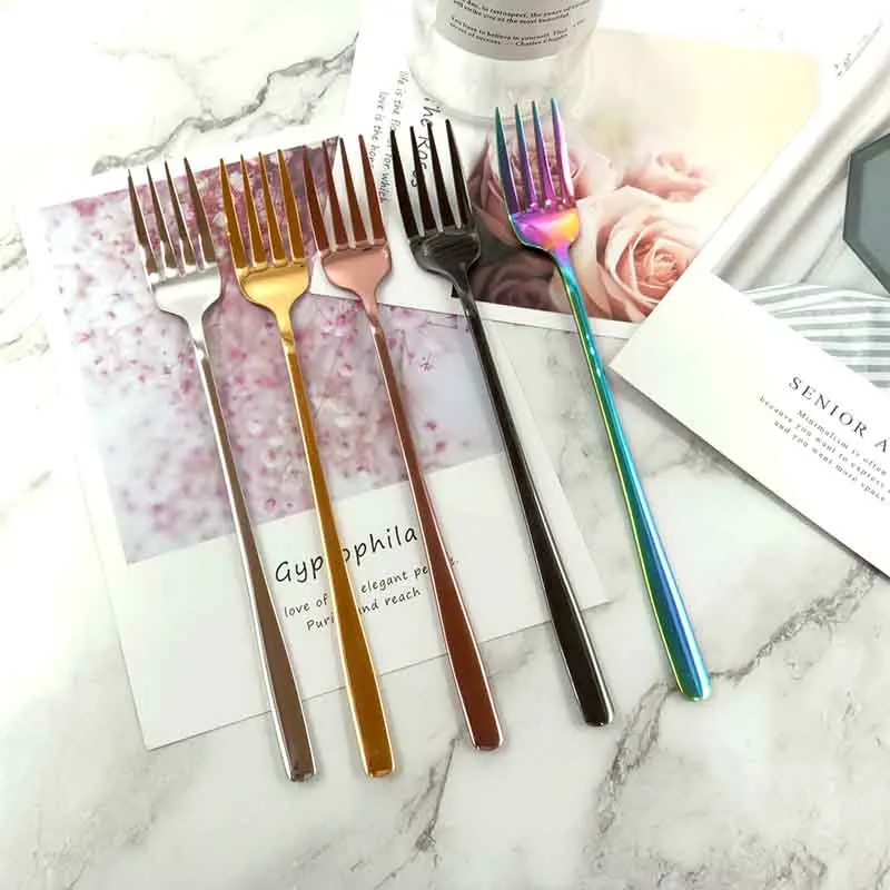 Reusable Creative Metal Stainless Steel 304 Flatware Colorful Fork Spoon Korean Cutlery Set