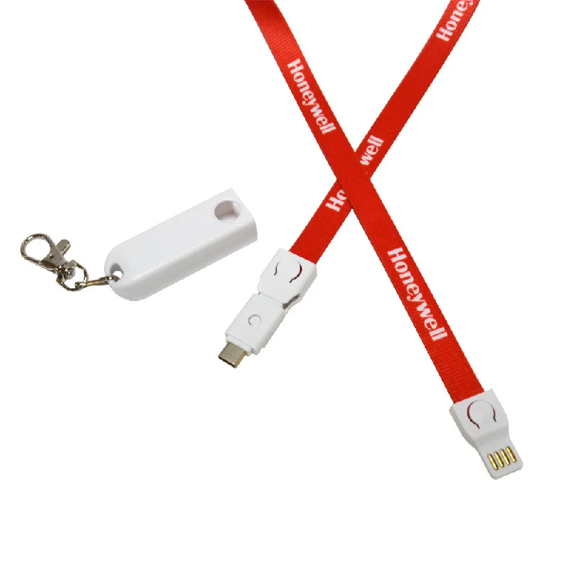 Corporate Gift Custom 3 in 1 Lanyard Charger Cable Neck Strap Type C Mirco Usb Data Fast Charging Cable Lanyard