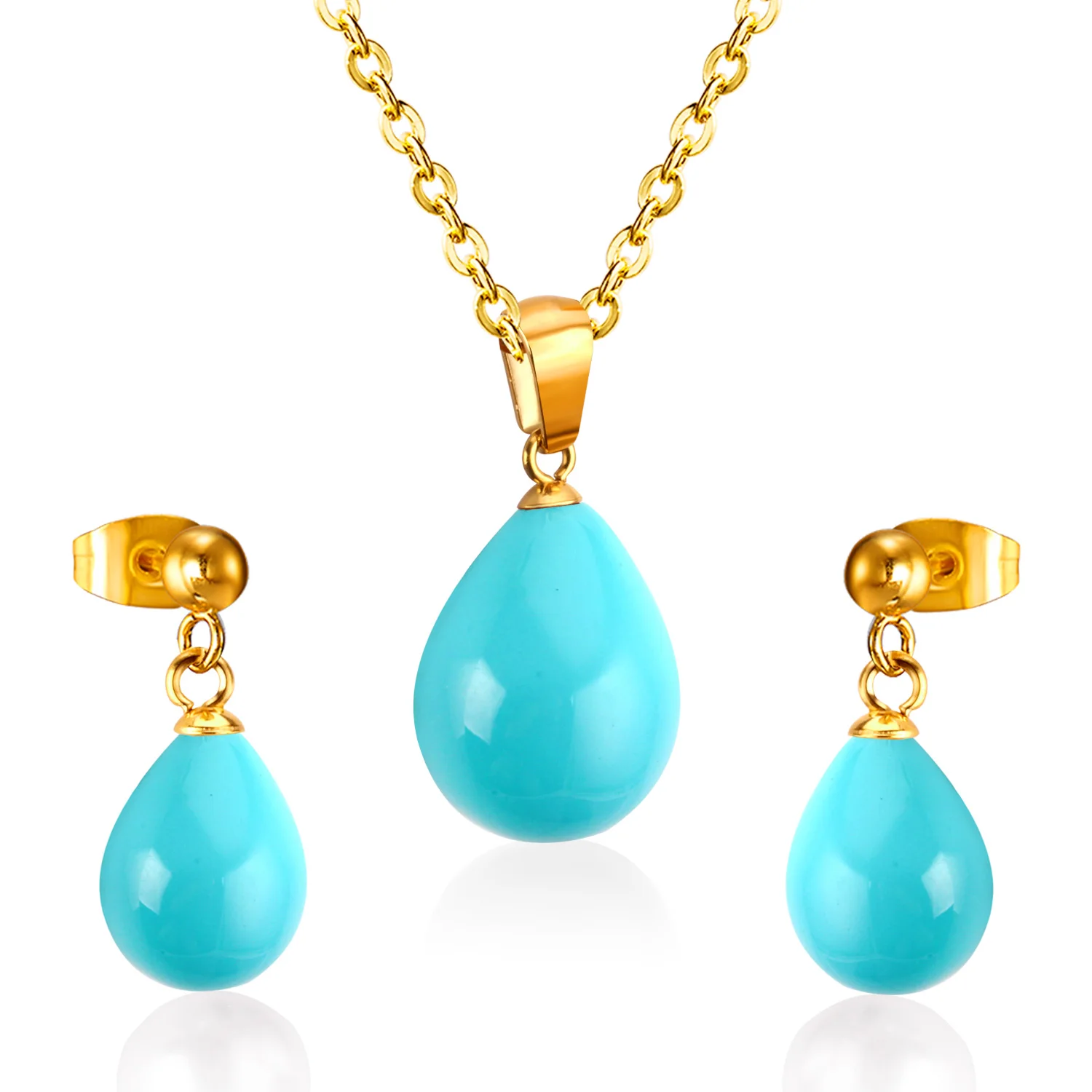 Wholesale Jewellery 18K Gold Pearl Jewelry Sets Dubai Ladies Necklace Earrings Sets