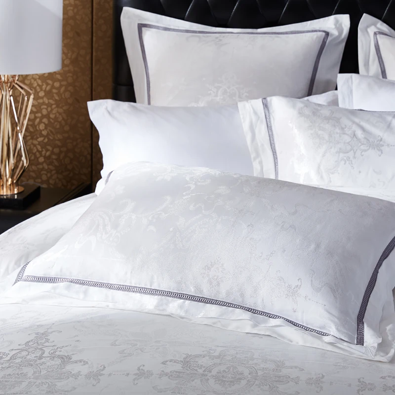 Manufacturer 250tc 100% Cotton 3cm Satin Stripe Linen High Quality Hotel White King American Size Wholesale Queen Bed Sheet Set