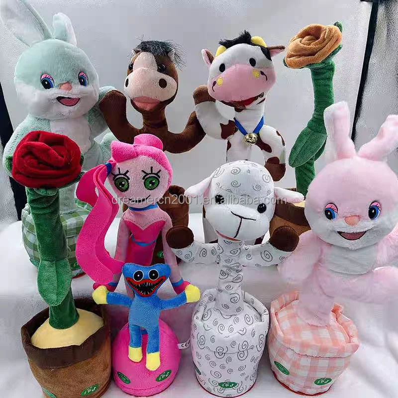 Electronic Talking Sing Dancing Recording Cactus Toy Music Cow Bunny Plush Toys Flower Dance Doll plush kids toys