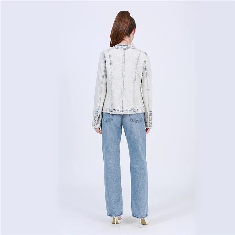 OEM Big Button Women Plus Size Custom Logo Jean Jacket Suppliers