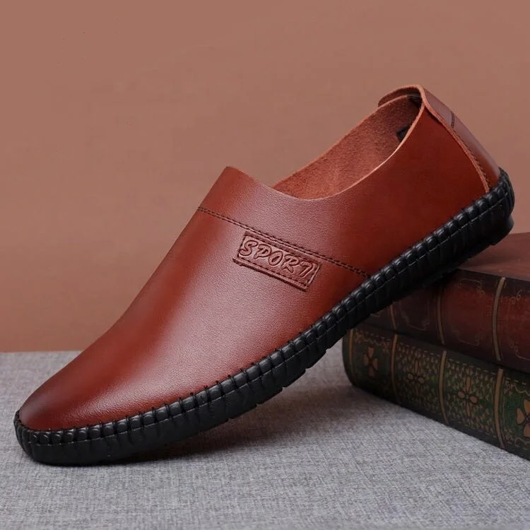 
new style oil resistance PU men slip on stitching casual shoes 