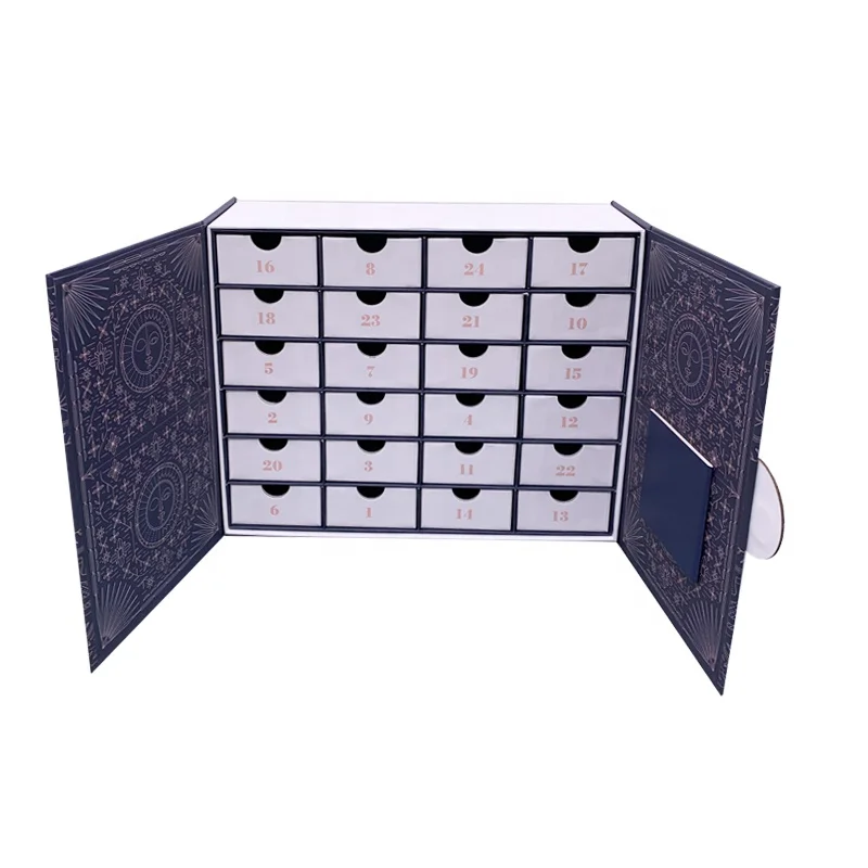 Crown Won custom pink muti-function 12 day advent Calender ramadan box date magnetic storage gift box for candy cookie chocolate