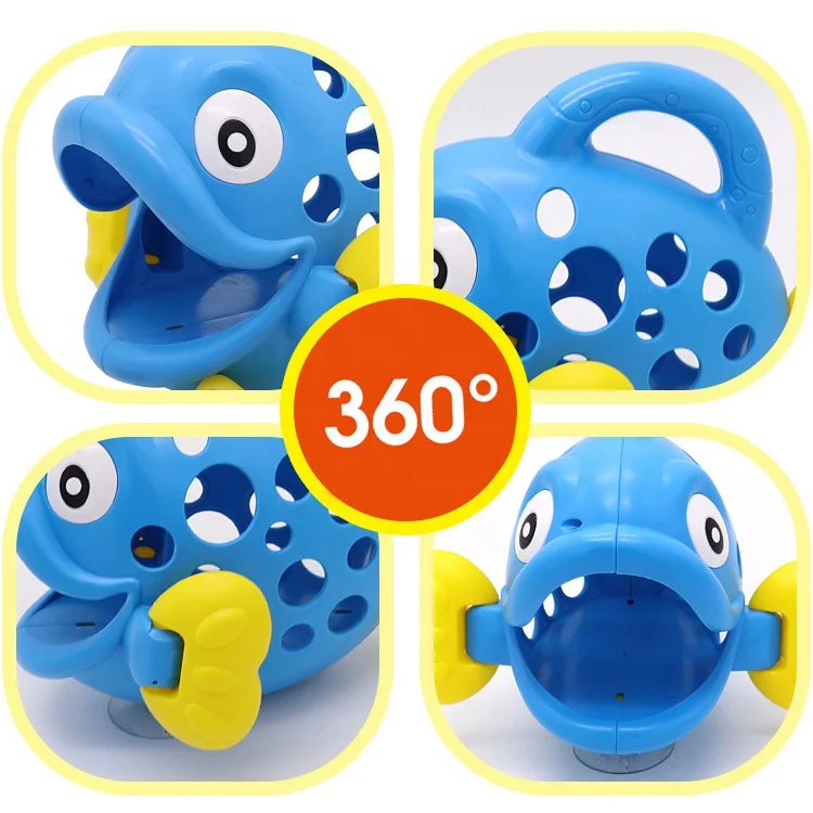 Educational Toy Baby Plastic Soft Rubber Water Spray Fish Organizer Bath Toy Storage