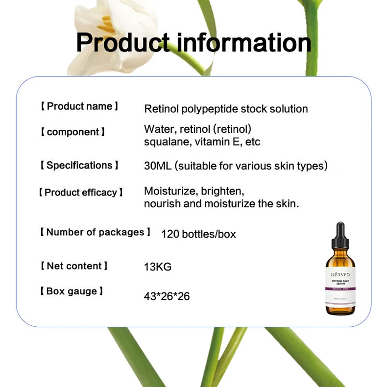 Oem Private Label Retinol Serum Facial Exfoliator Whitening Hot Breast Skin Care Serum The Original Products Ordinary