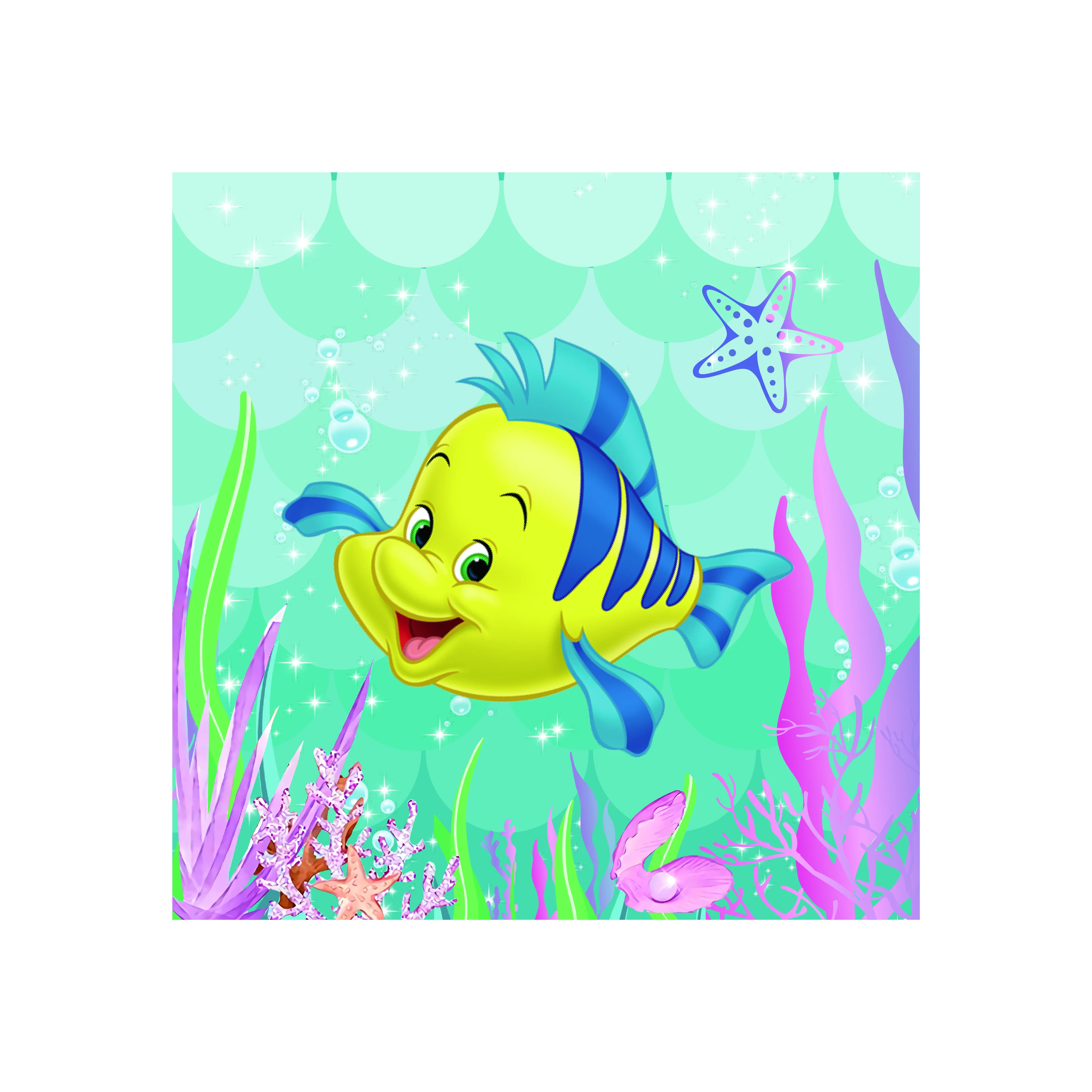 New Arial Mermaid Party Supplies Disposable Paper Tray Paper Cup Paper Napkin Table Cloth Party Decoration Tableware