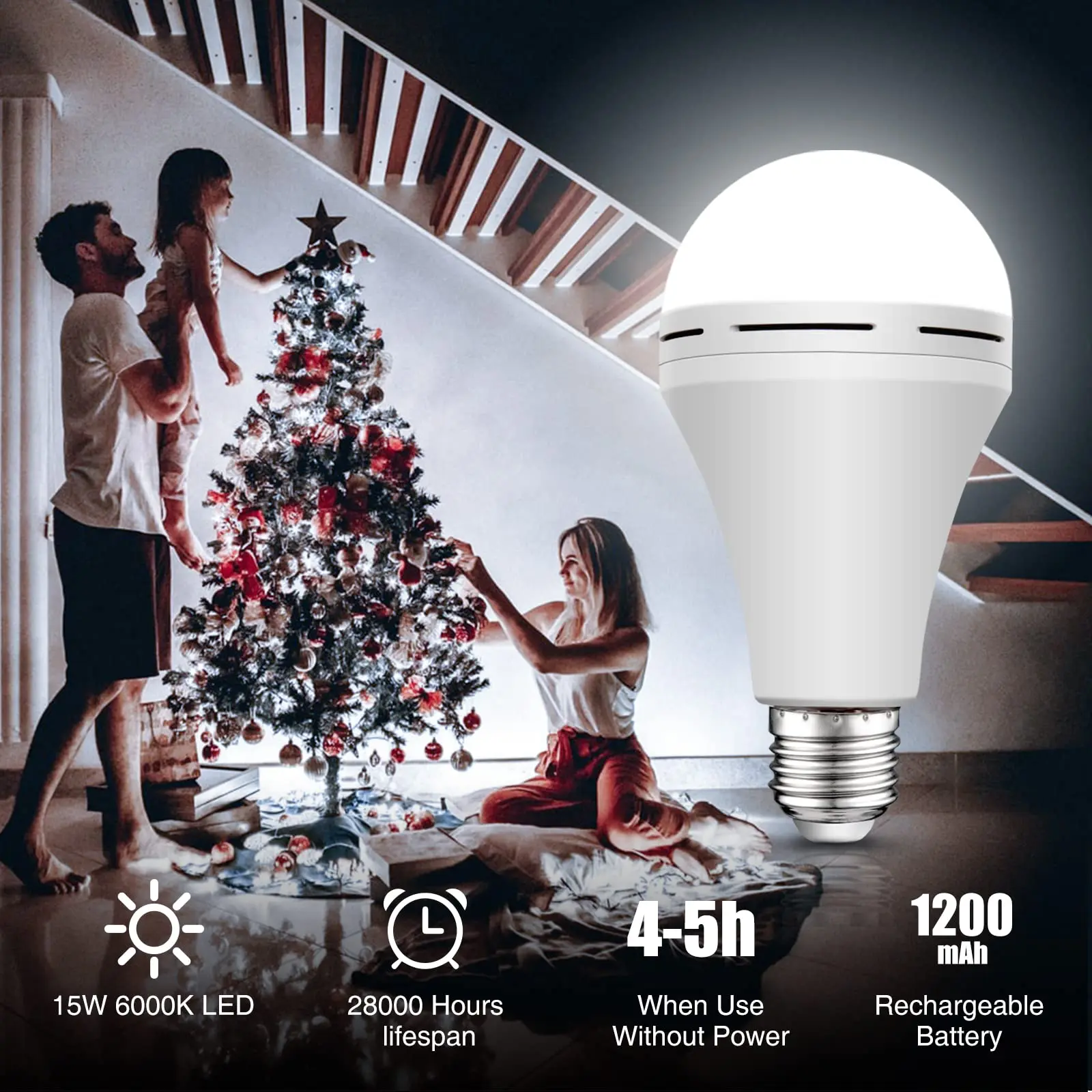 Горячая Распродажа E26 E27 аварийная лампа Энергосберегающая 12 Вт 15 Вт двойное использование 1200 мАч перезаряжаемая Светодиодная лампа