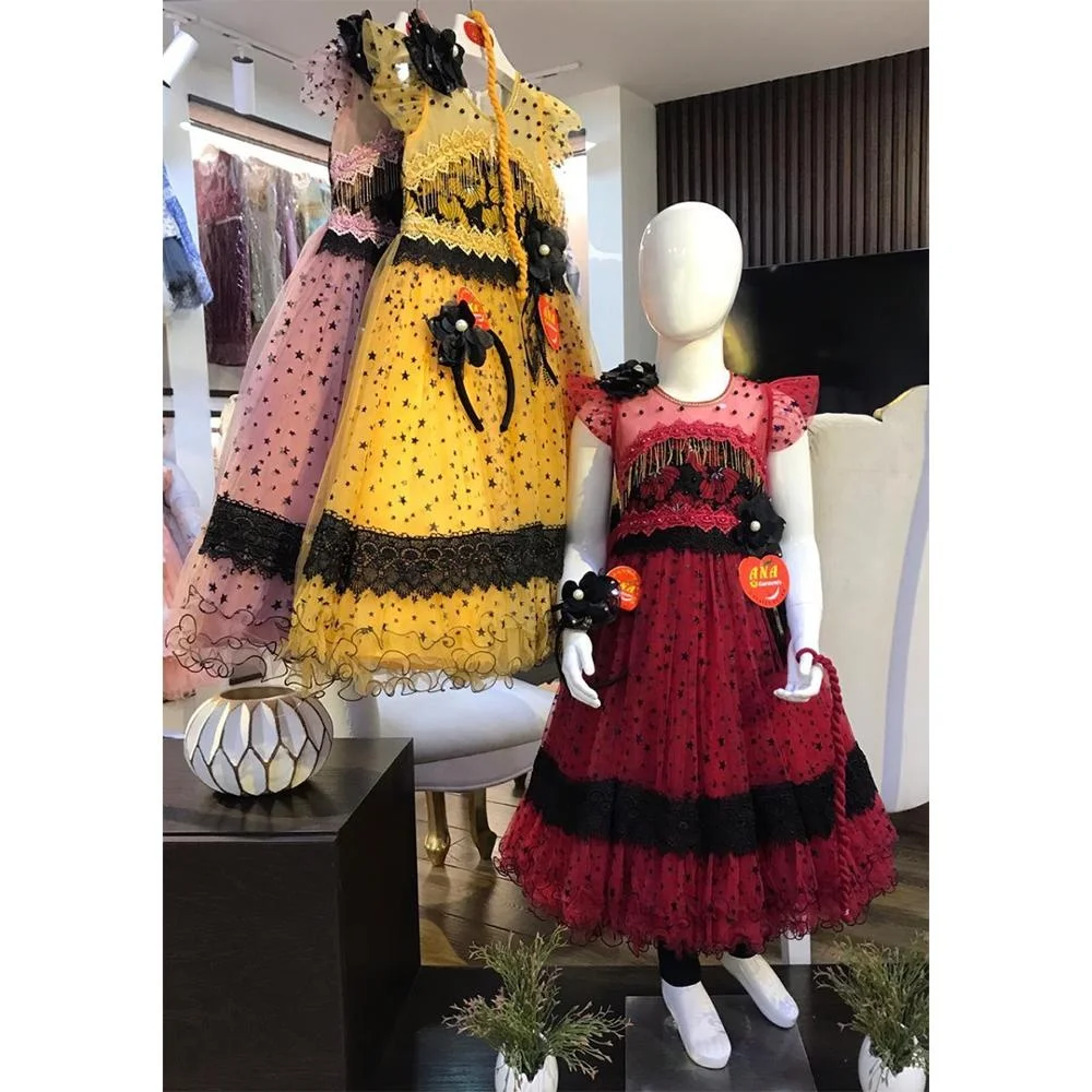 summer girls cartoon dresses cute pony black print baby frock design