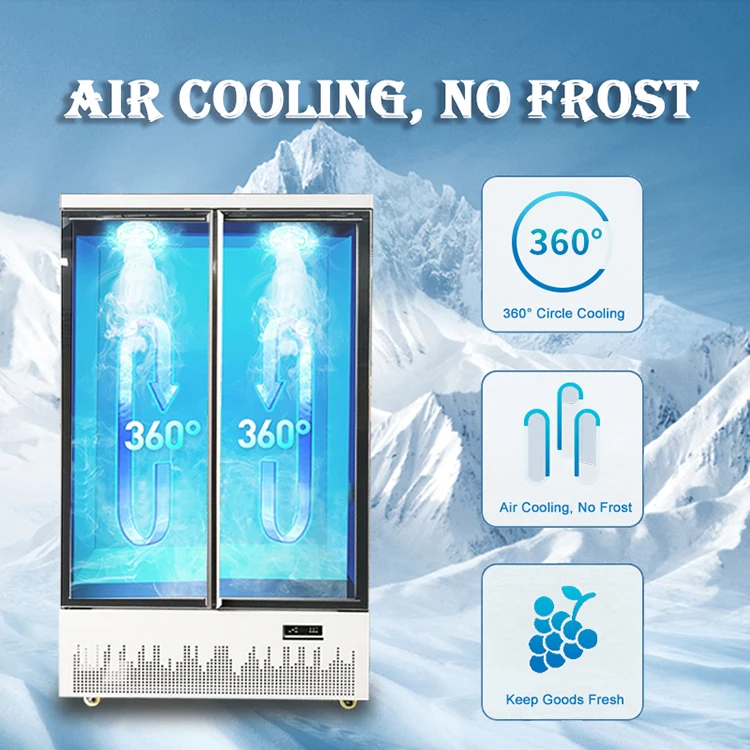 Supermarket Glass Door Upright Display Commercial Beverage Cooler Refrigerator LSC-458F