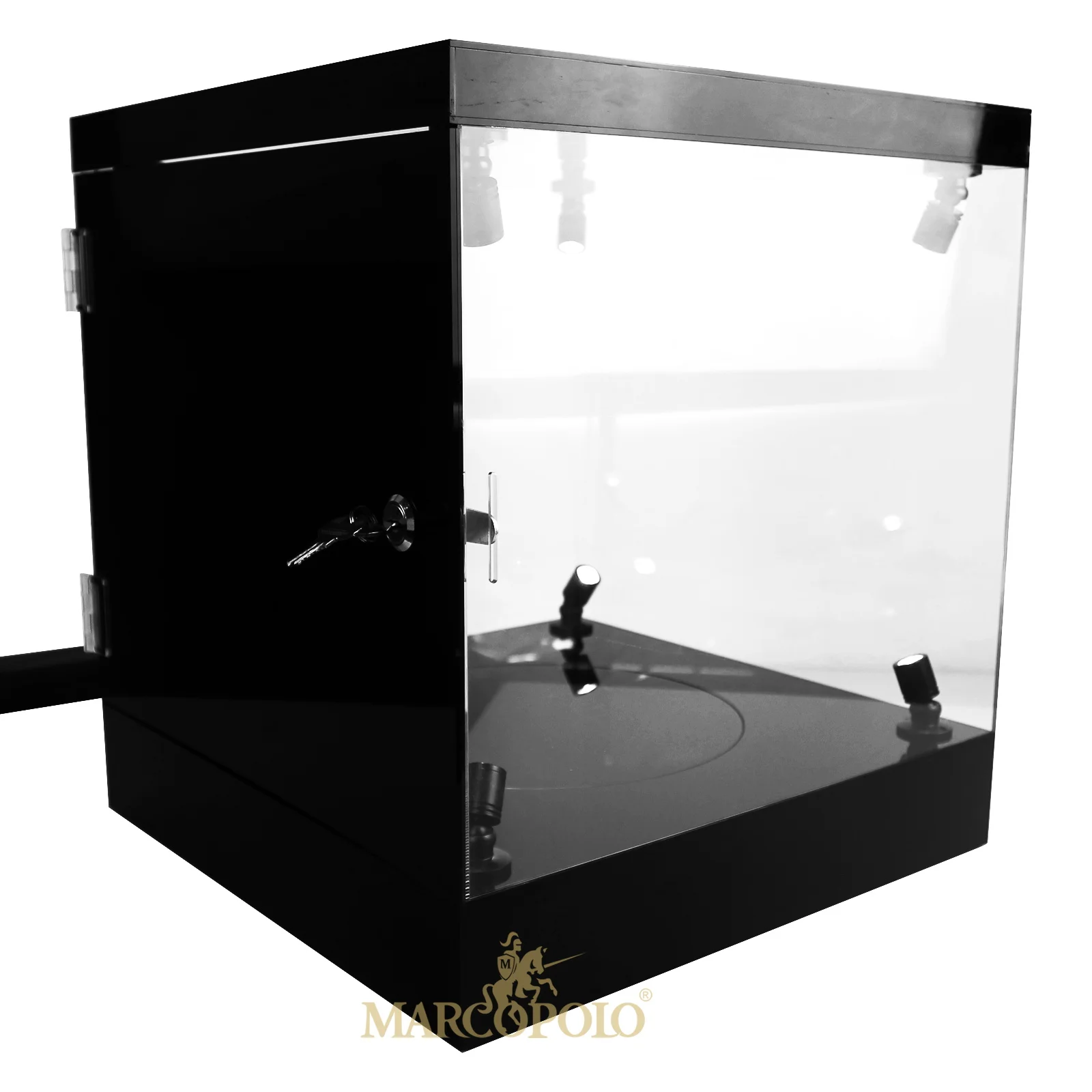 Factory Customized Style Acrylic Cosmetic/Perfume Display Case Automatic Rotating Base To Display Products With Light