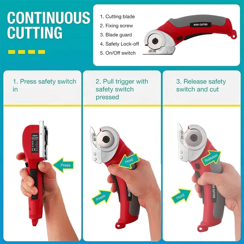 Best Selling Fabric Cutter Handheld 3.6v Lithium Battery Powered Electric Scissor Rotary Cutter Cordless Carpet Scissors