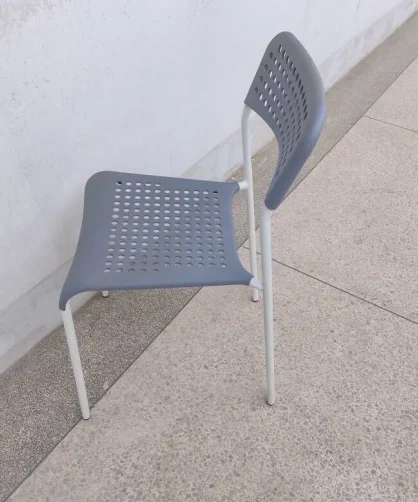 Fancy grey outdoor hotel banquet metal dining chair with holes