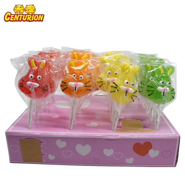 Manufacturer wholesale snacks sweets cartoon Easter Bunny Candy fruity lollipop gummy candy