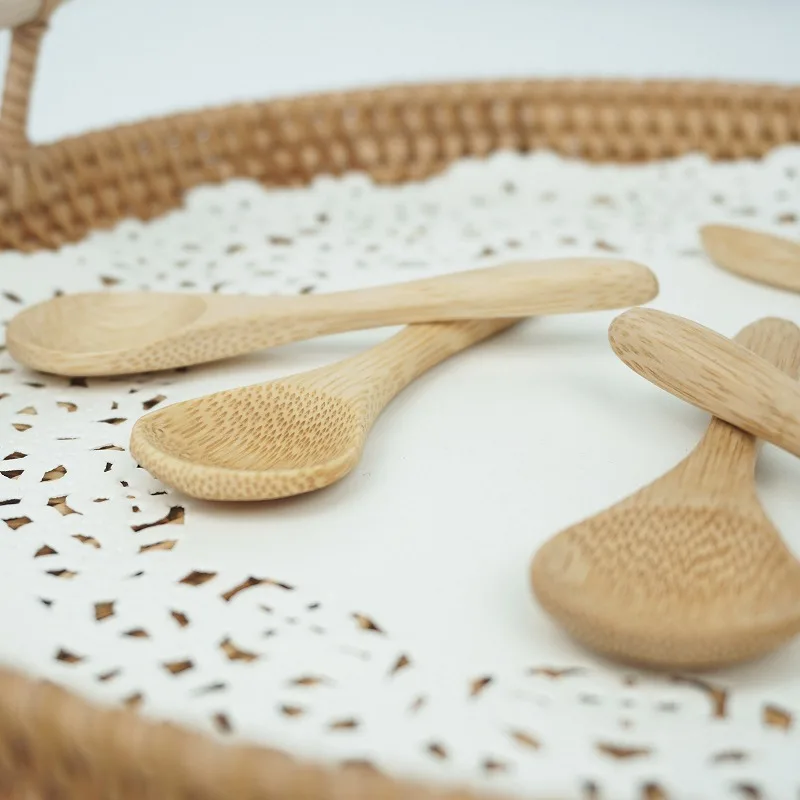 Лидер продаж с фабрики мини бамбуковая ложка для меда варенья Экологичная мороженого может быть изготовлена на заказ