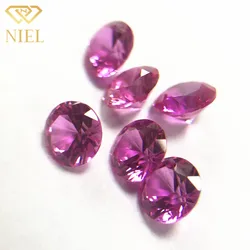 3# niel gems shape prices of loose stones pink sapphire rubine cut synthetic corundum rubies round ruby