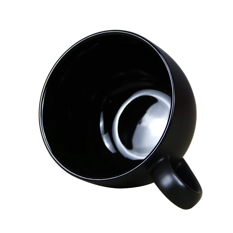 OEM ODM printed custom matte black stoneware large big soup mug ceramic jumbo porcelain mug
