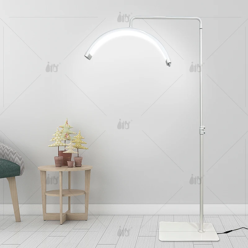 Напольная Светодиодная лампа для наращивания ресниц в форме Луны с регулируемой цветовой температурой 40 Вт держателем телефона