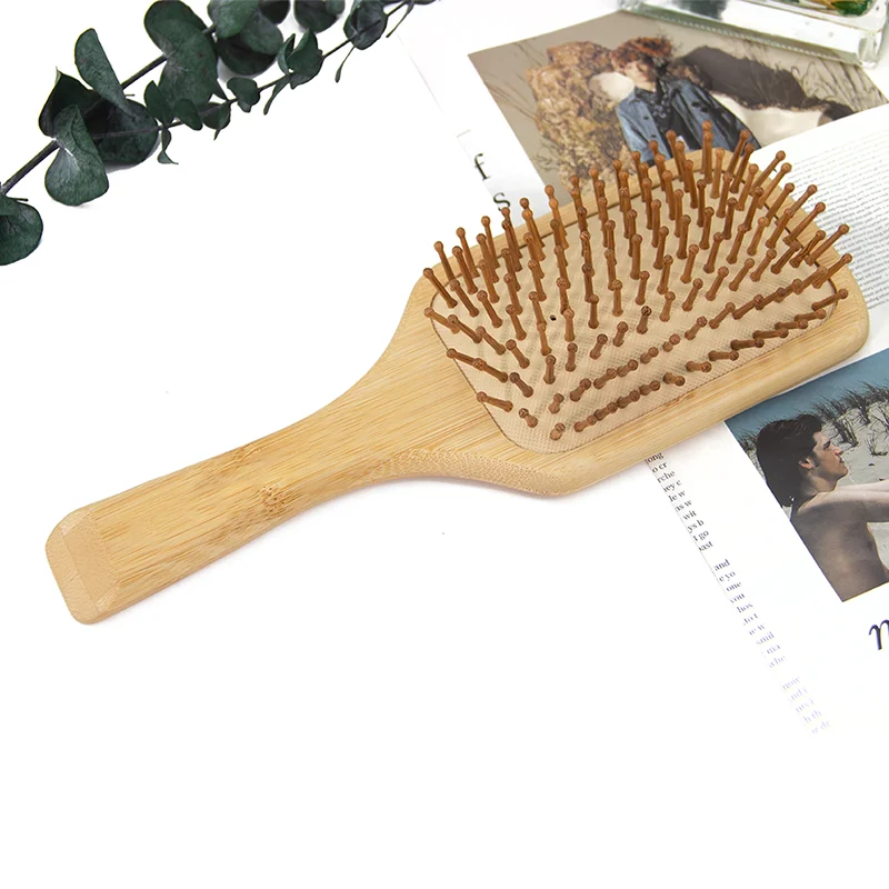 100% Natural Eco Friendly Organic Bamboo Wood Bristle Brush Adult Child Baby Bamboo Wood Paddle Hair Brush