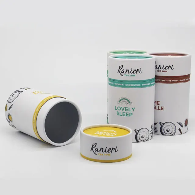 Custom High quality food grade round recycled paper tube cardboard packaging box for tea packaging luxury