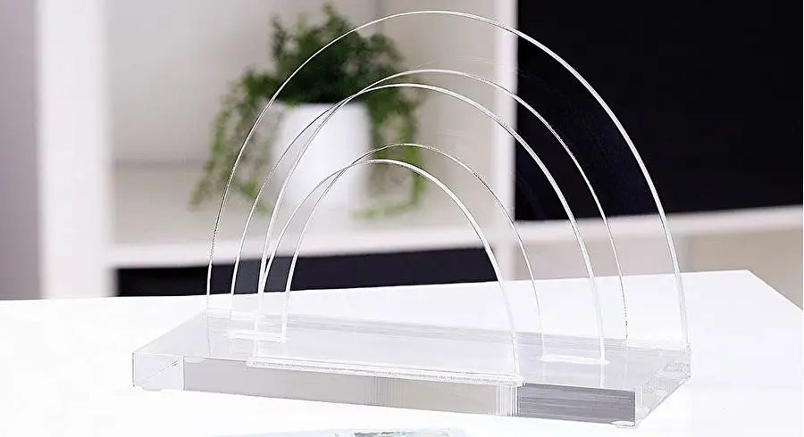 Premium Stylish Well-Polished Edges Office Black Acrylic Desk Organizer Plastic Mail File Holder For Sale