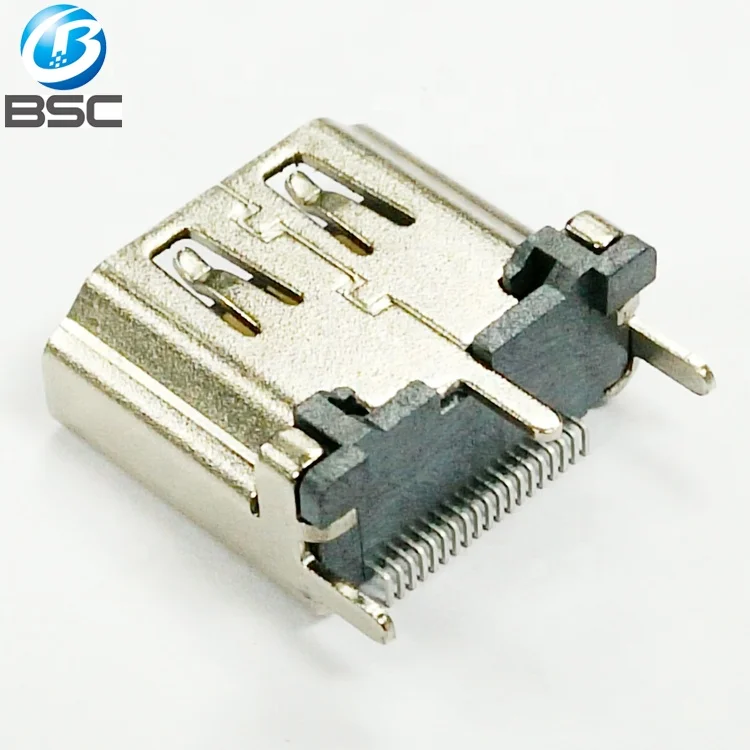 High Definition Multimedia Interface HD-MI Type A Female Vertical SMT Receptacle Connectors With Body Height 13.0MM