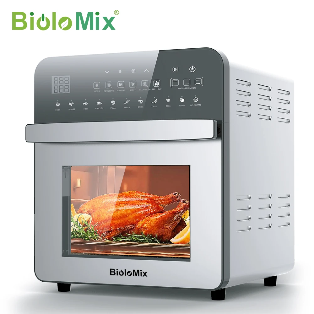Фритюрница BioloMix с двойным подогревом 15 л 1700 Вт духовка тостер гриль и Дегидратор 11 в 1 столешница из нержавеющей стали 2022