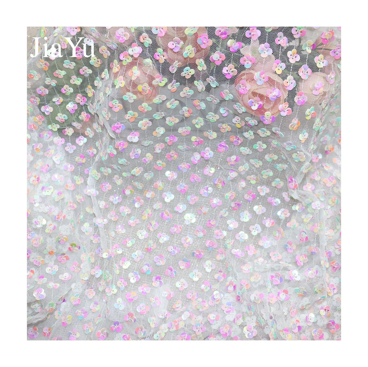 
Tulle Sequined Mesh Fabrics Knitted Net Yarn Voile Lip Gloss for Dress Polyester Lace 100% Embroidery Fabric 