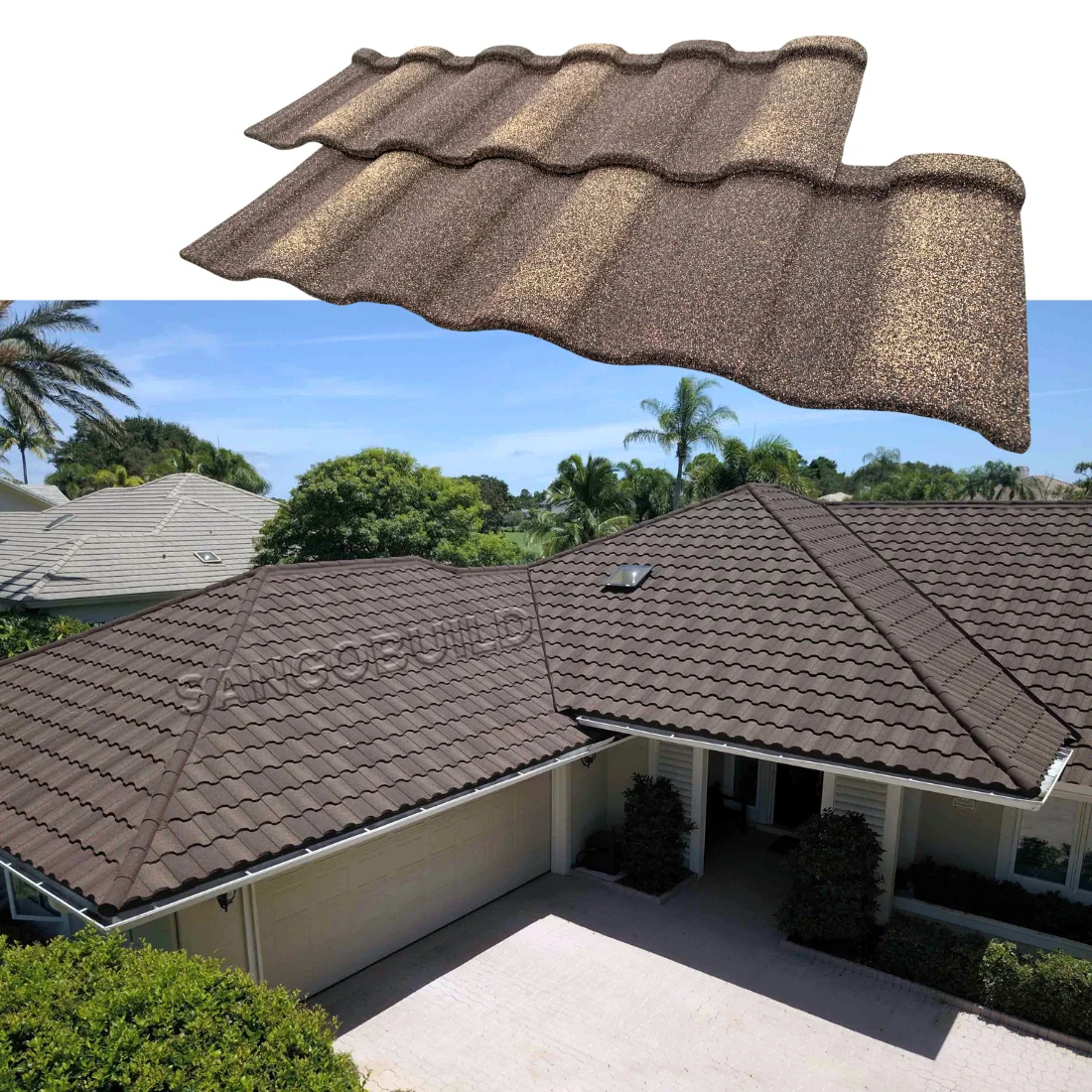 Light Weight Construction Multiple Properties Shingles Roof Sheet Stone Coated Roof Tiles