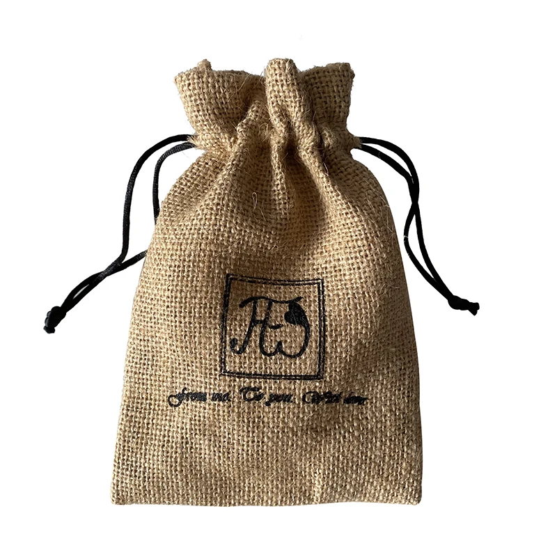 Custom Logo 12x17 cm recyclable Natural drawstring Hessian Burlap Jute Plant seed Bags